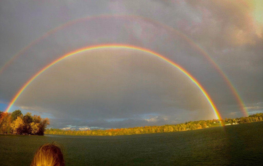 Lake Katchewanooka double rainbow